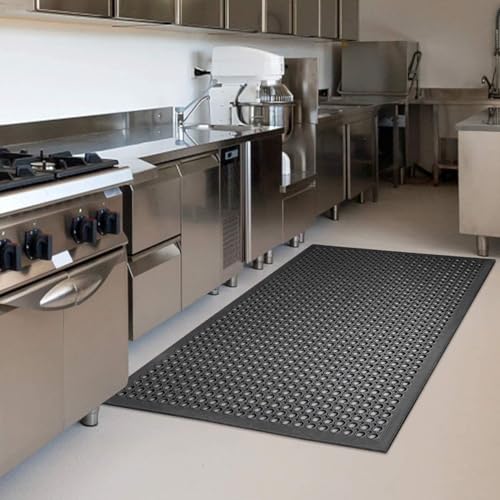 36 x 60 Inch Anti-Fatigue Rubber Floor Mat 2 Pack for Restaurant Kitchen & Garage