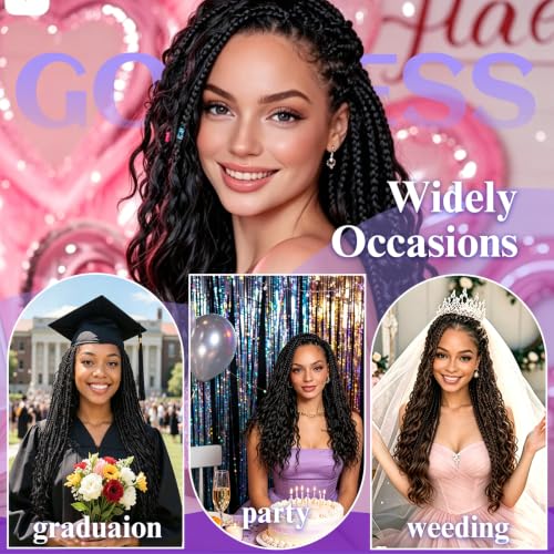 18 Inch Goddess Box Braids Crochet Hair for Black Women - T1B/27# - Pack of 7
