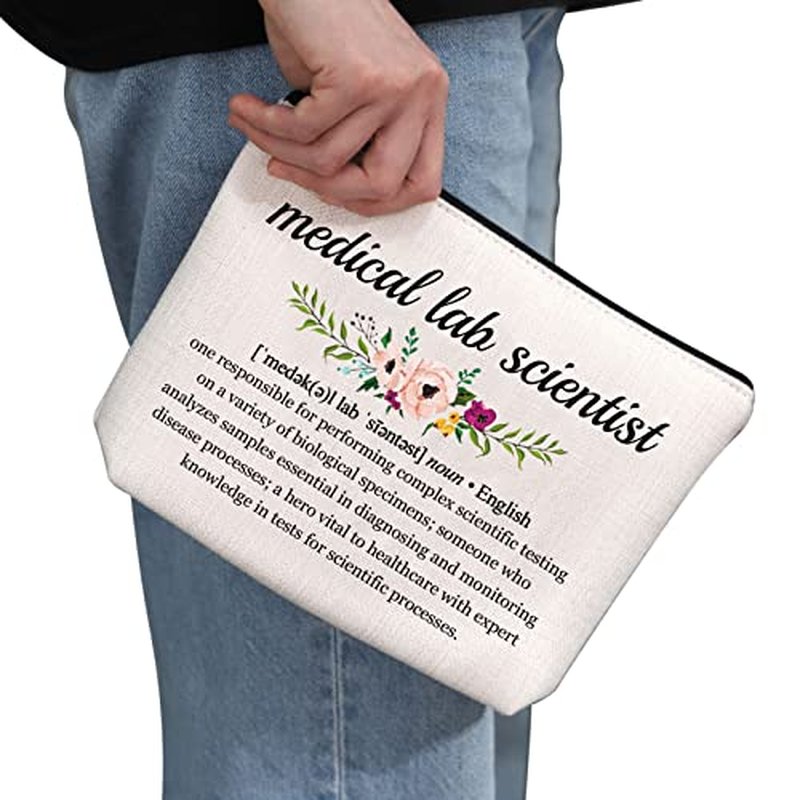 G2TUP Medical Lab Scientist Gift Medical Lab Scientist Definition Makeup Bag Lab Tech Cosmetic Bag Lab Technician Gift Science Geek Zipper Travel Bag (Medical Lab Scientist White Bag)