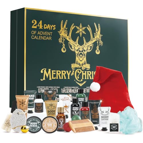 Mens Advent Calendar 2026 - 24 Days Beard Grooming & Skincare Set - Green Variation