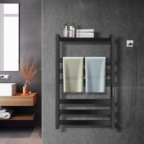 Colliford 31.5 Inch Stainless Steel Towel Warmer Rack with 6 Bars, Wall-Mounted Spa & Bathroom Heating