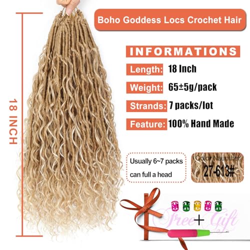 Goddess Locs Crochet Hair 18 Inch 7 Packs Faux Bohemian Locs for Women