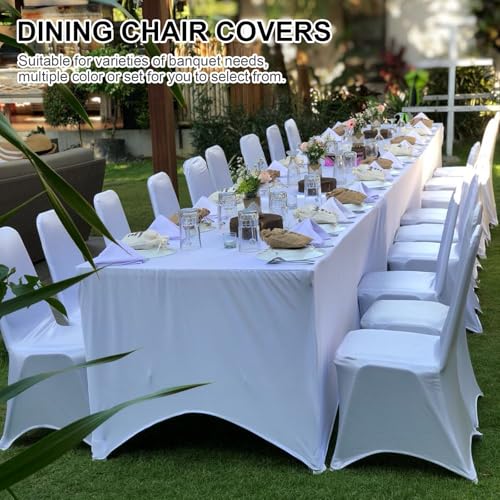 Trlyc White Spandex Chair Covers 50 Pcs - Wedding & Party Banquet Set (White-a)