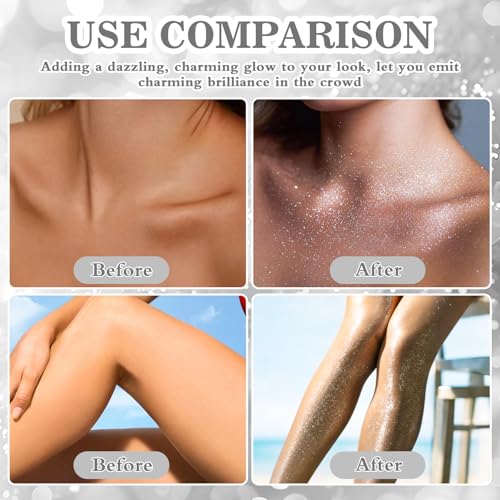 Body Glitter Spray Silver Glitter Spray for Hair Body and Clothes, Quick-Drying Shimmer Powder for Kids, Suitable for Christmas Concert Festival Halloween Party- 4.22 Fl Oz, Silver