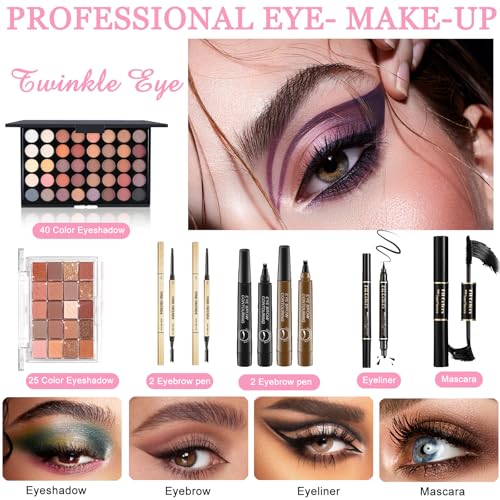 Ruicen Makeup Kit for Women - Full Face Set with Matte Eyeshadow A, Foundation, Lipgloss & More