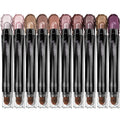 Mauve Eyeshadow Stick Set - Shimmer & Neutral Brown Metallic Cream Makeup, Waterproof, Smudge-Proof, 10PCS with Brush