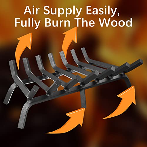 30-Inch Fireplace Grate Solid Steel Heavy Duty Log Holder for Indoor & Outdoor Fires