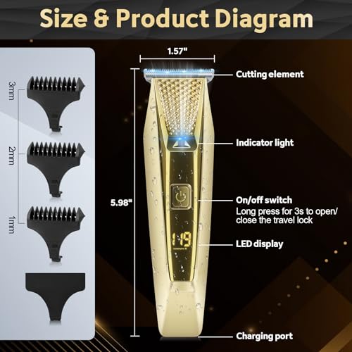 Handsomeface Cordless Hair Clipper & Electric Razor Grooming Kit with LED Display