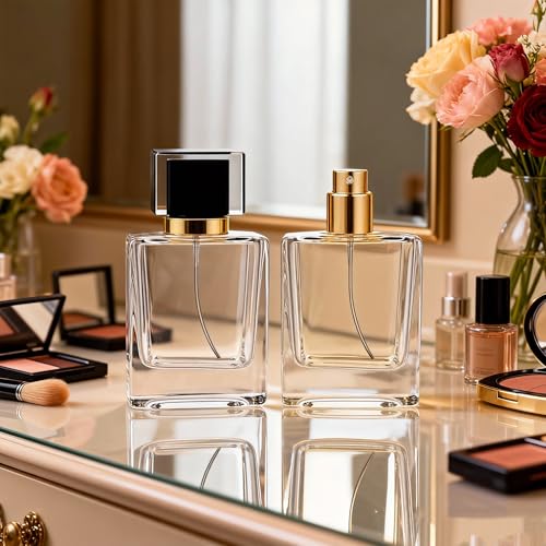 Refillable Glass Perfume Spray Bottles Set - 50ml Travel Atomizers for Women & Men