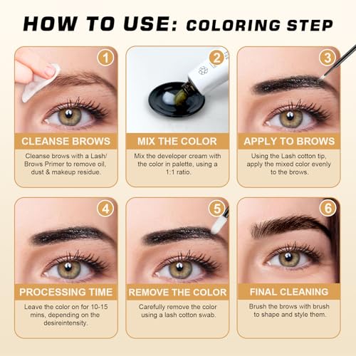 Eyelash & Eyebrow Color Kit, 2 in 1 Professional Lash & Brow Color Kit, Easy to Use with Natural Results, DIY Hair Coloring Eye Lash & Eye Brow Set for Beginner Salon Beauty 7ml (Black)