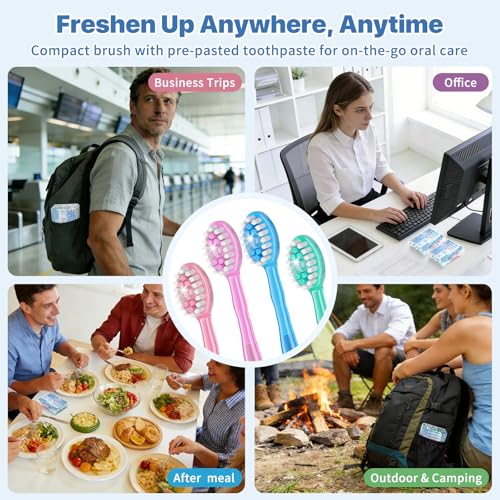 GoFujuco 70-Pack 5-in-1 Disposable Travel Toothbrush with Floss & Tongue Scraper