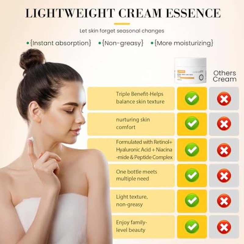 3-in-1Retinol,Peptide&Hyaluronic Acid Cream for Neck, Face, Hands|Complete Anti-Aging Firming Kit with Jade Roller&Reusable Silicone Mask|Smooth Wrinkles, Lift & Hydrate for All Skin Types & Genders