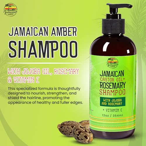 JAMAICAN Ambre Rosemary Shampoo for Hair Strengthening - 12 oz / 340ml - Moisturizing & Nourishing Hair Care - Variation: Shampoo