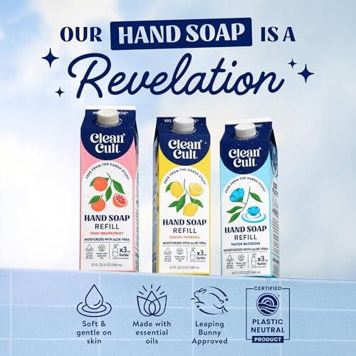 Cleancult Sea Minerals Liquid Hand Soap Refill Pack of 3, 32oz - Gentle & Eco-Friendly