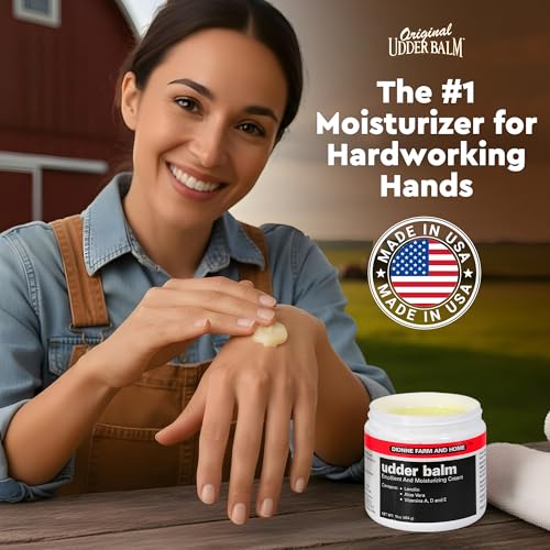 Dionne Farm and Home Udder Balm ? Made in USA ? Lanolin Healing Skin Care Cream for Dry, Cracked Hands ? Non-Greasy Working Hands Cream & Body Moisturizer for Dry Skin Relief, 16 Fl Oz Jar
