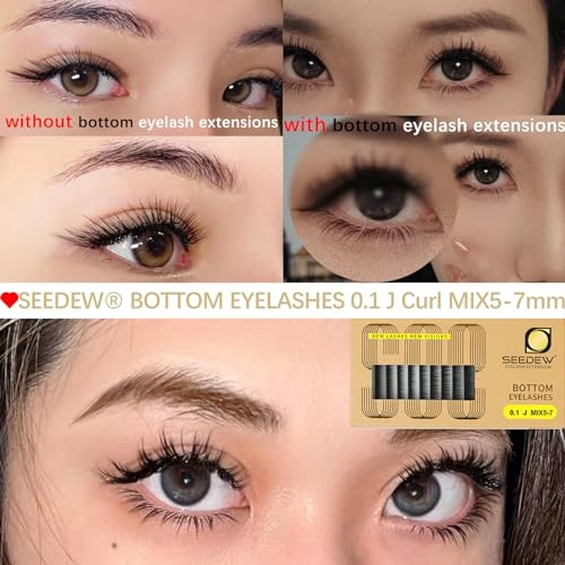 Bottom J Curl + W-3DD C Curl, 2 Pieces, J+C Curl, 0.10mm+0.07mm, MIX5-7mm + MIX8-15mm, Black, Eyelash Extensions, for Lash Artists, Combination Sale(J+C 0.10+0.07 MIX5-7+MIX8-15)3D Double Tips
