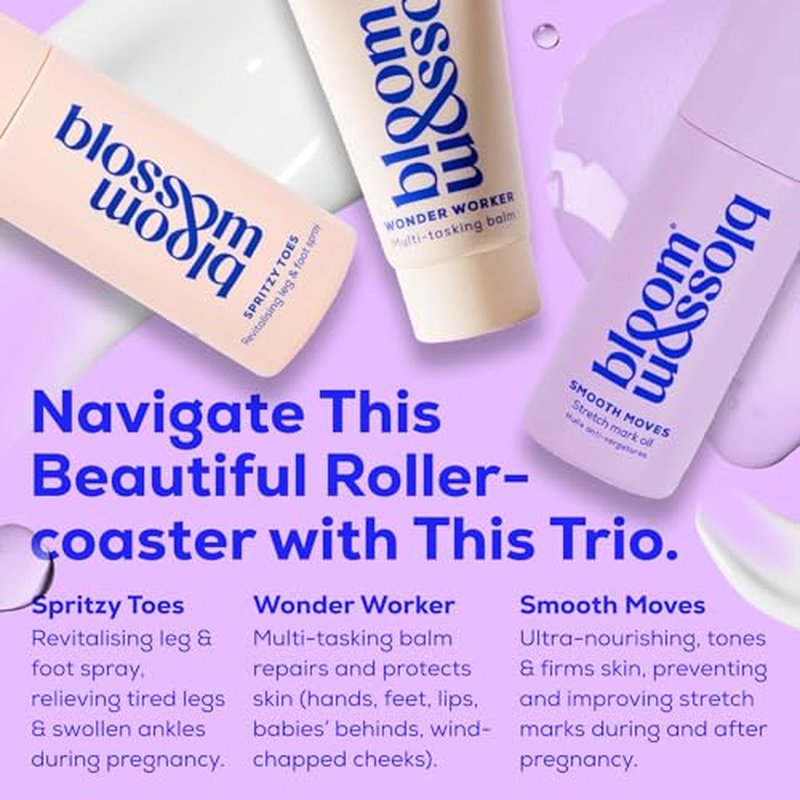 Bloom & Blossom - You've Got This Mama, Maternity Gift Set, 3-Piece Self-Care Kit for Expecting & New Moms with Stretch Mark Oil, Foot Spray Multi-Tasking Balm - Baby Shower, Maternity & New Mom Gift
