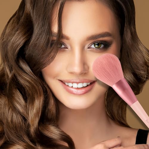 Banidy 12-Pink Vegan Makeup Brush Set with Storage Bag - Professional & Beginner