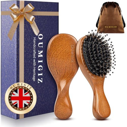 Small Boar Bristle Hair Brush - Handmade British Craftsmanship Travel Mini