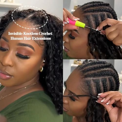 Kinky Curly Human Crochet Hair Bundles 14 Inch 100g Feather Line Knotless Extensions