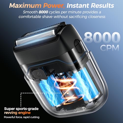 Vylto Electric Foil Shaver for Men - Black Silver, 3D Floating Heads & Precision Blades