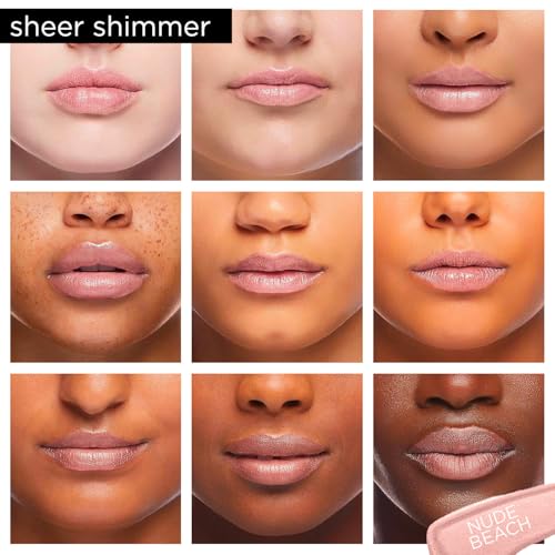 LED Light-Up Lip Gloss with Applicator & Mirror - Nude Beach Sheer Tint