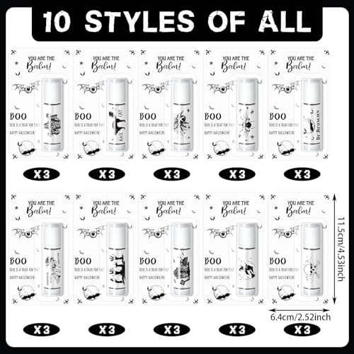 Halloween Lip Balm Set - Bat Design, 30 Pack Bulk Gifts for Parties - Variation: Bat / 30