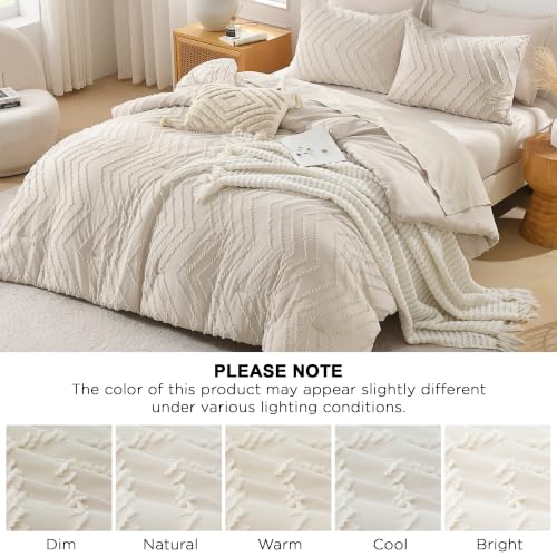 Andency Oversized King Comforter Set 120x98 Beige - Extra Large Bedding