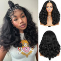 Black 16 Inch Yaki Curly Synthetic Wig for Black Women No Leave Out Clip-In Half Wig
