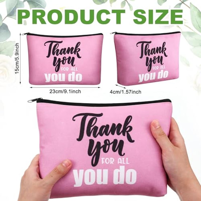 Kacctyen 9 Pcs Employee Appreciation Gift Bulk Inspirational Thank You Gift for Women Employee Makeup Bag Zipper Pouch Canvas Cosmetic Bag for Social Worker Volunteer Team Staff Teacher Nurse Coworker