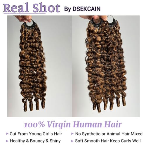 16 Inch Burmese Curly Human Hair Crochet Braids - Honey Blonde Highlights 60g