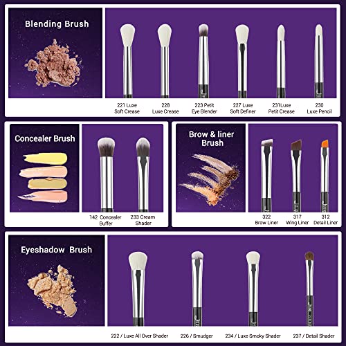 Jessup 15PCS Pro Eye Makeup Brush Set Black/Silver T177 with Makeup Brushes Cleansing Mat A005