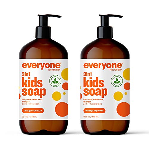 Everyone Liquid Hand Soap Refill, 1 Gallon, Meyer Lemon and Mandarin & 3-in-1 Kids Soap, Body Wash, Bubble Bath, Shampoo, 32 Ounce (Pack of 2)