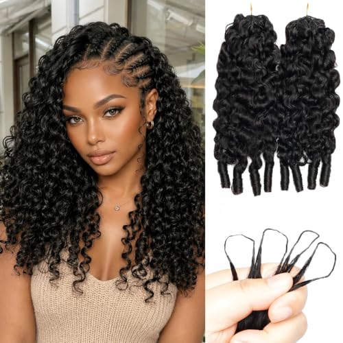 Burmese Curly Crochet Hair Extensions 120g 16 Inch - Natural Human Hair, Easy Install