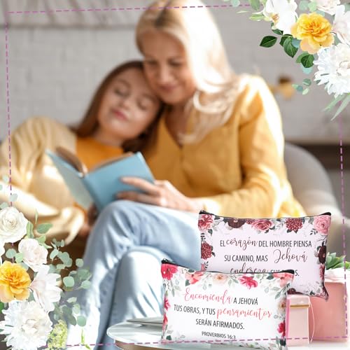 Kacctyen 30 Pcs Spanish Bible Christian Women's Religious Gift Cosmetic Bags Inspirational Bible Verse Pencil Pouch Motivational Makeup Bag with Zipper for Travel (Classic)