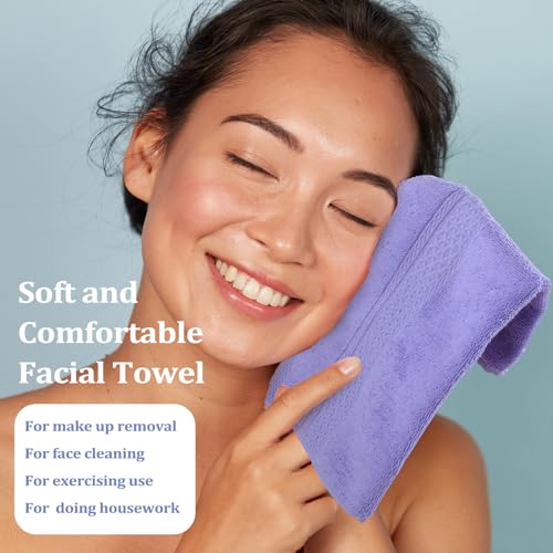 Purple Series 15-Pack Cotton Washcloths - Soft, Absorbent Face & Body Towels