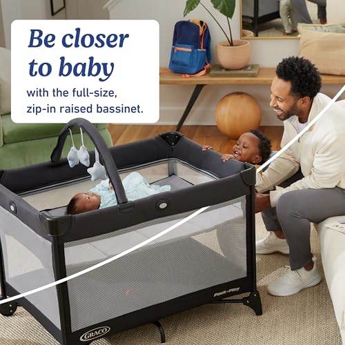 Graco Parker On the Go Zip DLX Pack 'n Play Playard with Bassinet, Travel-Friendly