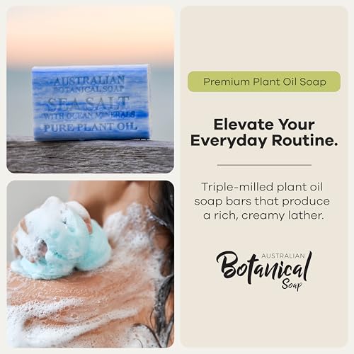 Sea Salt & Ocean Minerals Soap Bars - Australian Botanical, 6.6 oz. Pack of 4 - Variation of 6.6 Ounce with Ocean Minerals