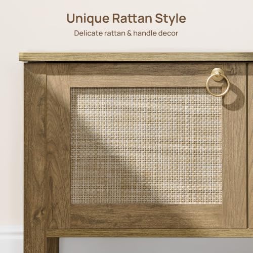 SICOTAS Rattan Storage Bench Boho Lidded Chest with Safety Hinges - Carbon Cherry, 1 Piece