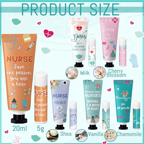 Nurse Appreciation Gift Set 48 Pcs - Hand Cream & Lip Balm Bulk for Healthcare Workers - Variation of 48