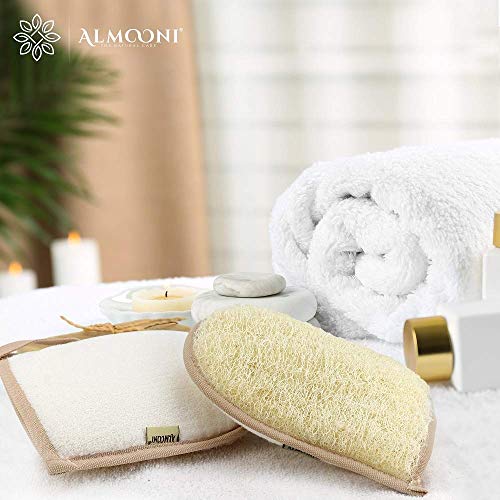 Exfoliating Back Loofah Scrubber and Body Sponge Set with Loofah Pad & Glove