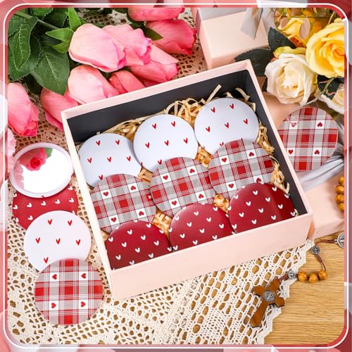 Geetery 240 Pcs Heart Compact Mirrors Gifts Bulk Mini Small Circle Portable Pocket Purse Red Love Heart Mirrors for Makeup Travel Women Mother Friends Adults Office Coworker Employee Team Staff Gifts
