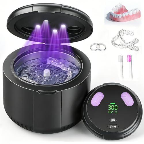 Black Ultrasonic Retainer Cleaner Machine 45kHz for Dentures & Jewelry