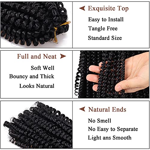 Spring Twist Braiding Hair 14 Inch Black 1B - Pack of 6, Natural Look