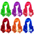 Neon & Curly Color Wigs 6 Pack with Glasses - Blue, Green, Orange, Purple, Pink, Wine Red