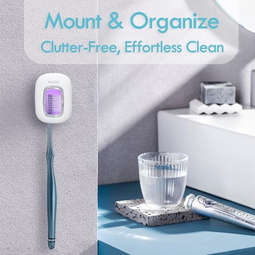 White UV Toothbrush Sanitizer Cover with Magnetic Wall Mount - Travel Friendly