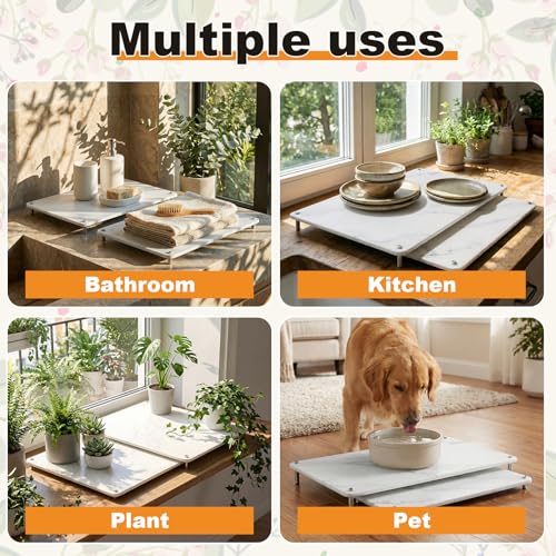 Ferrochef 2-Tier Marble Color Stone Dish Drying Mat Set, Large & Small Kitchen Countertop Drainers