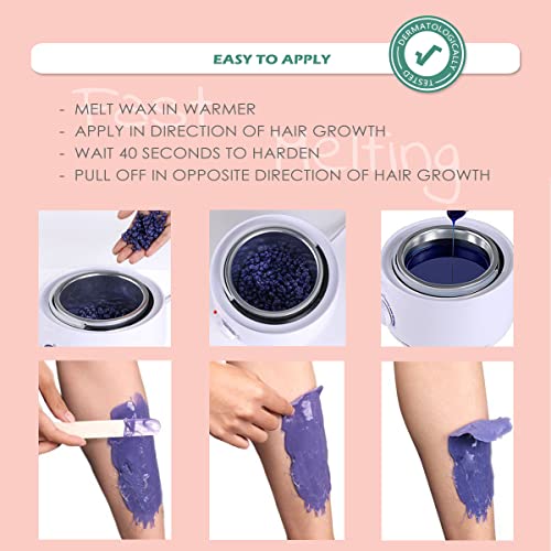 Hard Wax Beads for Hair Removal - 2.2 lb, 10 Pack with Spatulas for Face, Body, Bikini