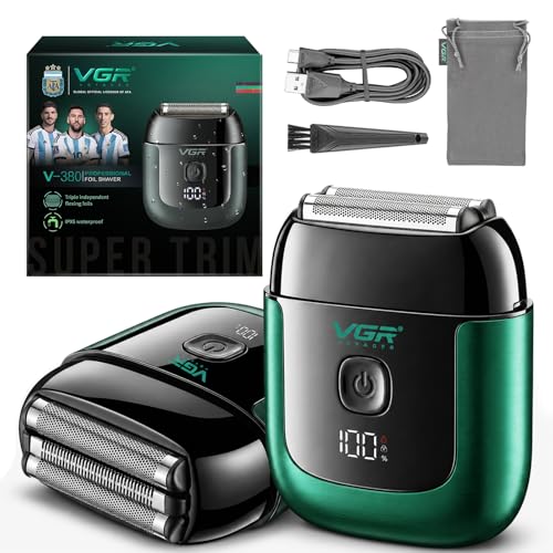 VGR Mini Foil Shaver for Men - Green, Waterproof, 100-Minute Runtime