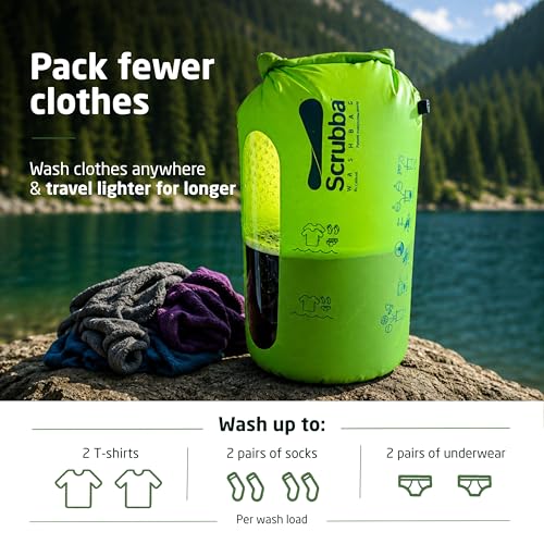 Portable Travel Washing Bag with Washboard - 5 oz Compact Clothes Washer